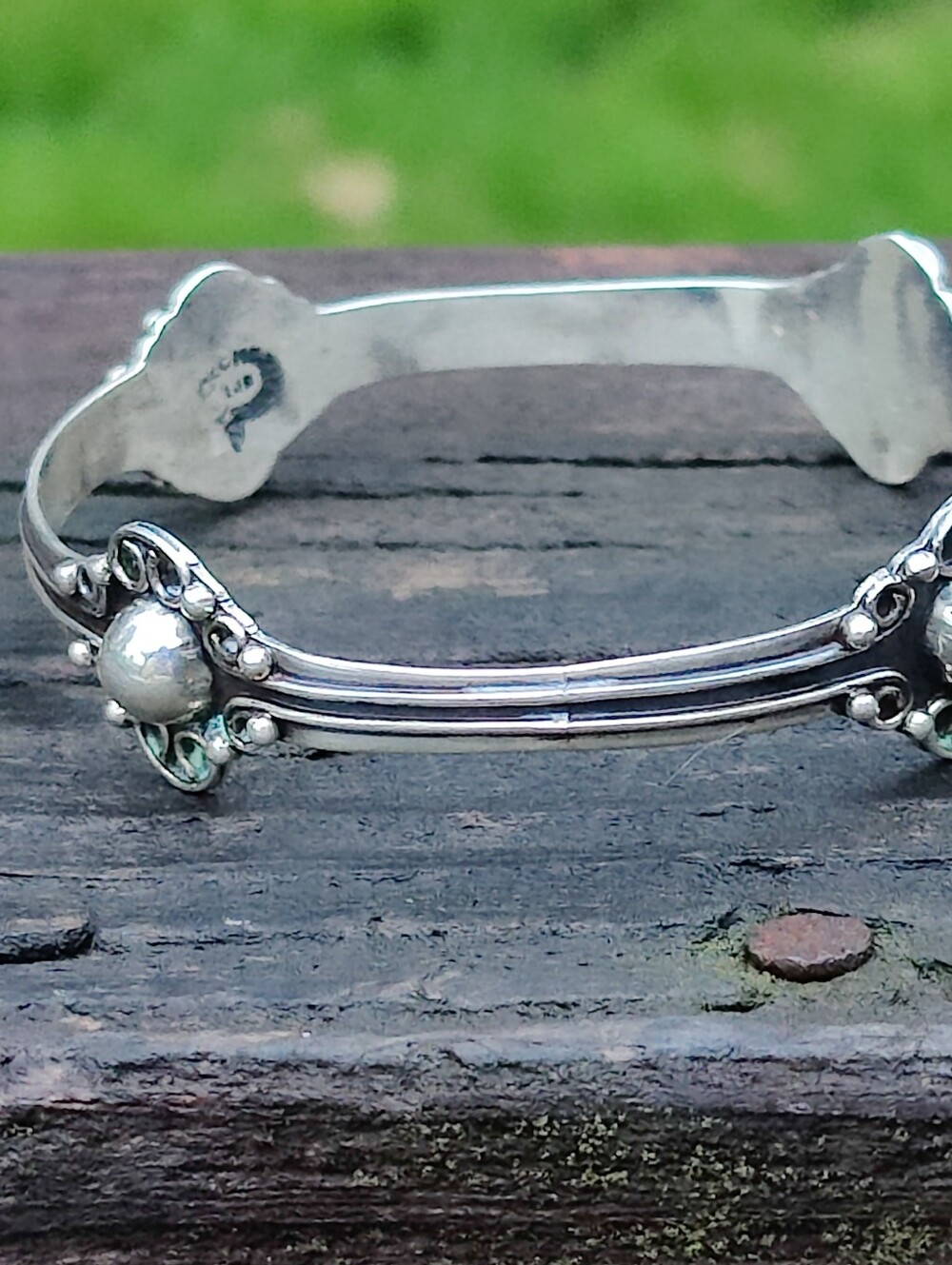 Vintage Sterling Taxco Bangle Bracelet - Picture 2 of 5